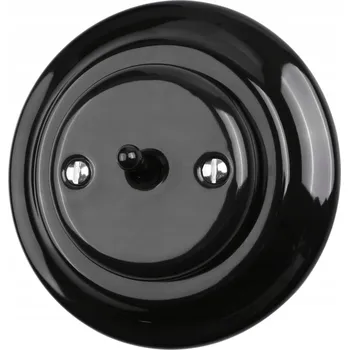 vypínač Keramický vypínač pod omítku, černý, retro styl