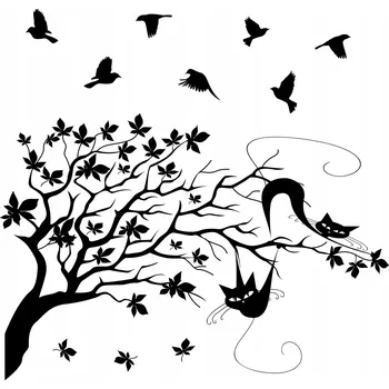 Obraz Samolepka na stěnu do pokoje Strom Kočky Dekorace do obýváku 100x200