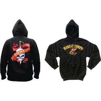 Pánská mikina Mikina MARINES SKULL/RIBBON s kapucí ČERNÁ (Mikina MARINES SKULL/RIBBON s kapucí ČERNÁ)