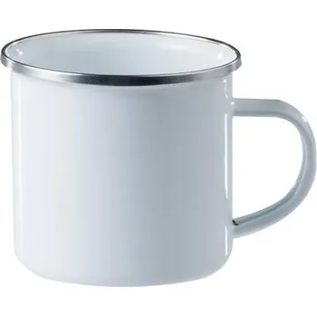 Hrnek smaltovaný 350ml BÍLÝ nerezový lem (Hrnek smaltovaný 350ml BÍLÝ nerezový lem)