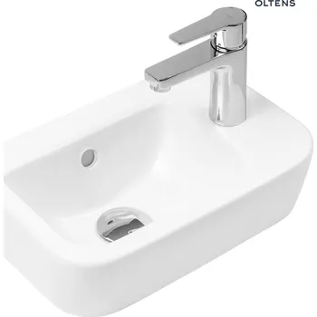 Umyvadlo Oltens Vernal závěsné umyvadlo 37 x 24,5 cm s povrchovou úpravou SmartClean, pravé, bílé 41505000