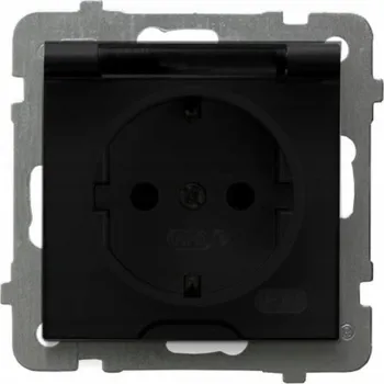 Elektrická zásuvka Ospel AS černá - zásuvka s krytím proti stříkající vodě SCHUKO GPH-1GS/m/33/d