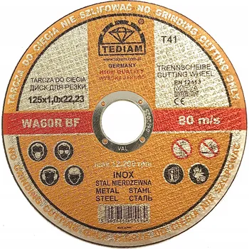 Řezný kotouč Řezný kotouč na ocel Tediam 125 x 22,2 mm