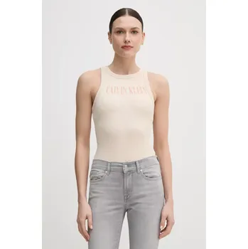 Top Calvin Klein Jeans béžová barva, J20J225520 02X, vel. M