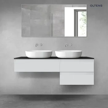 Koupelnový nábytek Oltens Vernal sada koupelnového nábytku 140 cm s horní deskou, matná šedá/matná černá 68291700