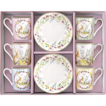 Velikonoční šálky s podšálky na espresso 6ks Happy Easter 100ml, Easy Life