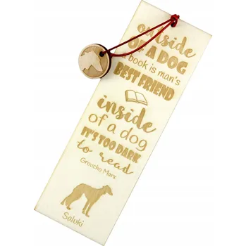 Doplněk ke knize Perský chrt, Saluki - gravírovaná záložka do knihy se psem, jméno psa