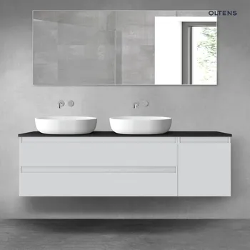 Koupelnový nábytek Oltens Vernal sada koupelnového nábytku 160 cm s horní deskou, matná šedá/matná černá 68482700