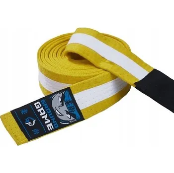 Dětský BJJ pásek (Žlutý s bílým pruhem) K2 - 205cm Ground Game
