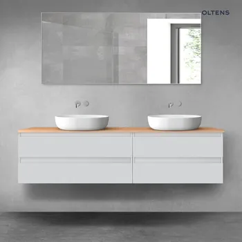 Koupelnový nábytek Oltens Vernal sada koupelnového nábytku 180 cm s horní deskou, matná šedá/dub 68560700