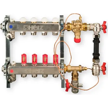 rozdělovač topení Herz HerzFLAT VS-TS - bytový regulační a měřící rozdělovač #UFH8635030: HerzFLAT VS-TS - bytový regulační a měřící rozdělovač 50-1950 l/h; (nerez, 3 okruhy)