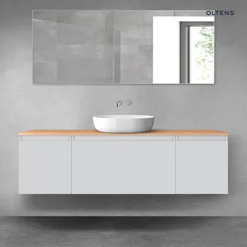 Koupelnový nábytek Oltens Vernal sada koupelnového nábytku 160 cm s horní deskou, matná šedá/dub 68446700