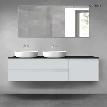 Koupelnový nábytek Oltens Vernal sada koupelnového nábytku 180 cm s horní deskou, matná šedá/matná černá 68621700