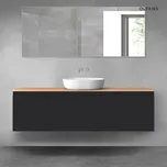 Oltens Vernal sada koupelnového nábytku 160 cm s horní deskou, matná černá/dub 68447300
