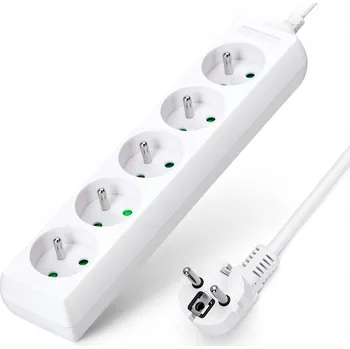 Napájecí kabel Prodlužovací Kabel přívod s lištou Aigostar 5 m, 5 ks, bílý