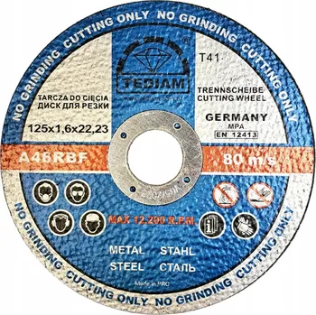 Řezný kotouč KOTOUČ NA ŘEZÁNÍ KOVŮ + NEREZU 125 x 1,6 TEDIAM