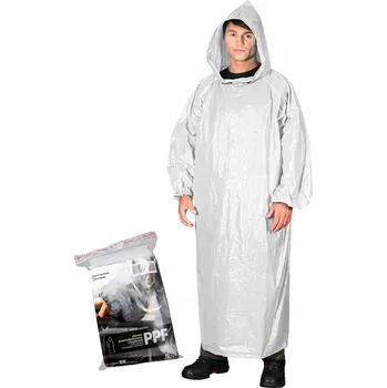 Fóliový pláštěnka s s kapucí v PPF sáčku bílá UNISEX 130