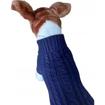 Obleček pro psa SVETR PRO PSA VLNĚNÝ PLETENÝ VELMI MALÝ TMAVĚ MODRÝ XXS