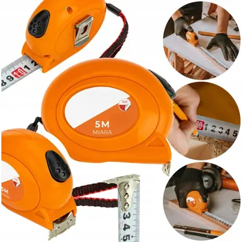 metr MIARA ZWIJANA 5M x 22MM ODMĚRKA MĚŘICÍ PÁSKA S BLOKOVÁNÍM METRŮ