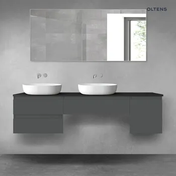 Koupelnový nábytek Oltens Vernal sada koupelnového nábytku 180 cm s horní deskou, matná grafitová/matná černá 68543400