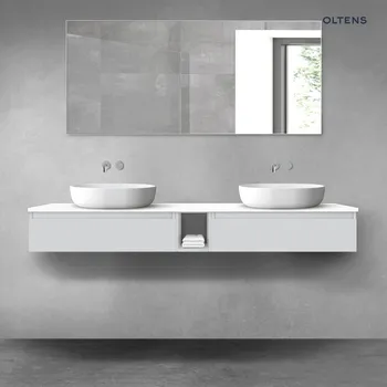 Koupelnový nábytek Oltens Vernal sada koupelnového nábytku 180 cm s horní deskou, matná šedá/lesklá bílá 68651700