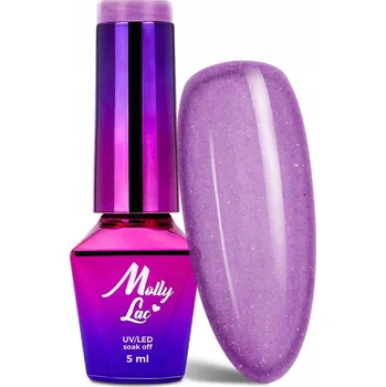 Lak na nehty Hybridní lak MOLLYLAC 5g Glowing Time Complicated Bordó s třpytkami Č. 236