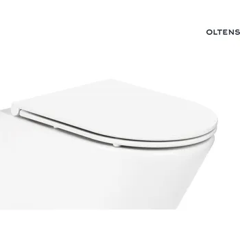 Klozet Set Oltens Jog Kort závěsná WC mísa PureRim s povrchovou úpravou SmartClean, s prkénkem s pomalým sklápěním, Ovan Slim 42529000