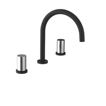 Vodovodní baterie Sapho Ultratap Tříprvková stojánková umyvadlová baterie, černá mat/chrom, UT017TBC