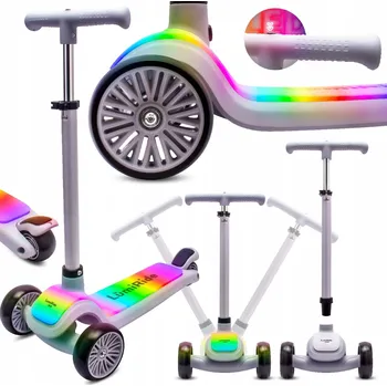 Koloběžka Tříkolová balanční skládací koloběžka s nastavitelnou výškou a LED platformou se 7 barvami
