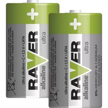 Článková baterie Baterie alkalická RAVER 1,5V "malé mono C" / LR14 blistr 2ks (Baterie alkalická RAVER 1,5V "malé mono C" / LR14 blistr 2ks)