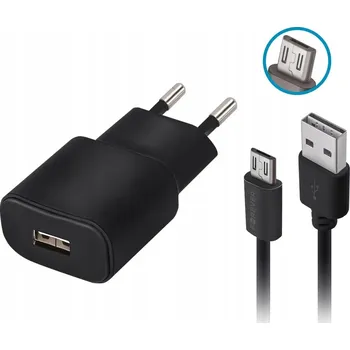 Síťová nabíječka 1x USB 2A černá + microUSB kabel