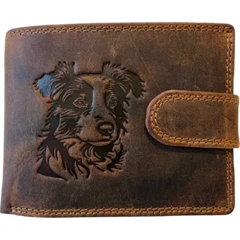 Peněženka Kožené peněženky s motivem - Border Kolie Barva: Hnědá