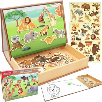 Puzzle MAGNETICKÉ PUZZLE puzzle STAVEBNICE ZWIERZĘTA desková hra vzdělávací kniha