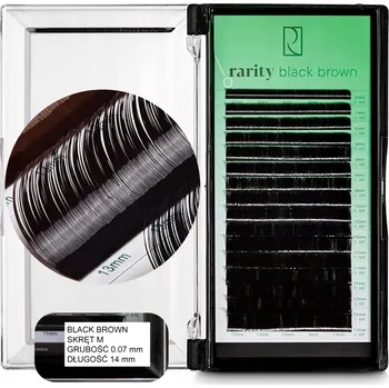 Umělé řasy UMĚLÉ ŘASY Rarity Black Brown Lashes zatočení M | 0,07 mm | 14 mm