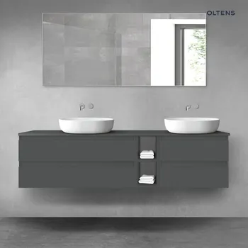 Koupelnový nábytek Oltens Vernal sada koupelnového nábytku 180 cm s horní deskou, matná grafitová 68637400