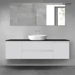 Oltens Vernal sada koupelnového nábytku 160 cm s horní deskou, matná šedá/matná černá 68453700