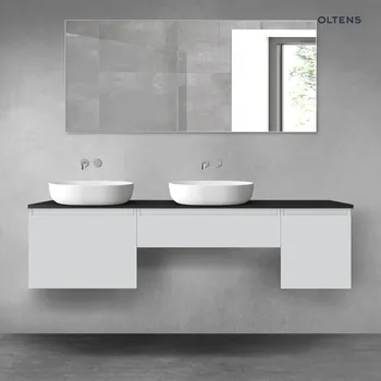 Koupelnový nábytek Oltens Vernal sada koupelnového nábytku 180 cm s horní deskou, matná šedá/matná černá 68545700