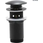 Oltens Halsa umyvadlová zátka click/clack, kulatá, s přepadem G1 1/4, matná černá 05100300