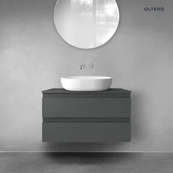 Koupelnový nábytek Oltens Vernal závěsná skříňka pod umyvadlo 80 cm s deskou, grafit 60004400