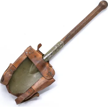 Polní lopatka Lopatka AČR/ČSLA pevná s koženým pouzdrem použitá (Lopatka AČR/ČSLA pevná s koženým pouzdrem použitá)