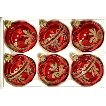 Vánoční ozdoba Irisa Ohnivá elegance – Skleněné vánoční ozdoby s červeným leskem 7 cm – sada 6 ks Velikost: 7 cm, Balení: 6ks, Barva: červená