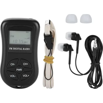 IP kamera Přenosné rádio černé barvy s LCD displejem a sluchátky