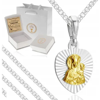 Náhrdelník STŘÍBRNÝ NÁHRDELNÍK K PRVNÍMU SVATÉMU PŘIJÍMÁNÍ ŘETÍZEK MEDAILON S KRUCIFIXEM STŘÍBRO 925 PRO DÍVKU