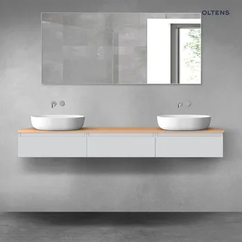 Koupelnový nábytek Oltens Vernal sada koupelnového nábytku 180 cm s horní deskou, matná šedá/dub 68492700