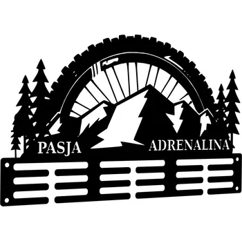 Věšák Organizér Držák na medaile Věšák DŘEVĚNÝ Vášeň Adrenalin Hory Kolo