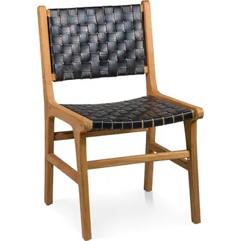 Jídelní židle Stylová kožená židle Monti černá teak