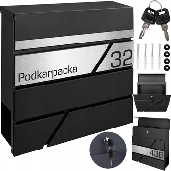 Poštovní schránka Poštovní schránka euroschránka, s vhozem, se schránkou na noviny M-TEC černá