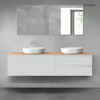 Koupelnový nábytek Oltens Vernal sada koupelnového nábytku 180 cm s horní deskou, matná šedá/dub 68563700