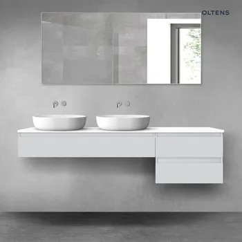 Koupelnový nábytek Oltens Vernal sada koupelnového nábytku 180 cm s horní deskou, matná šedá/lesklá bílá 68607700