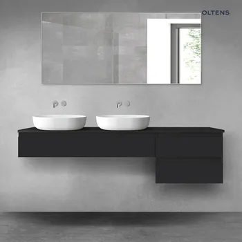 Koupelnový nábytek Oltens Vernal sada koupelnového nábytku 180 cm s horní deskou, matná černá 68589300